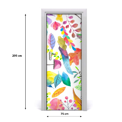 Papel de parede em porta Folhas e cogumelos