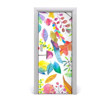 Papel de parede em porta Folhas e cogumelos