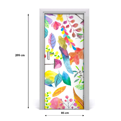 Papel de parede em porta Folhas e cogumelos