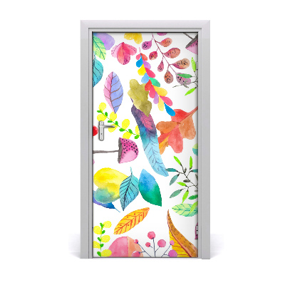 Papel de parede em porta Folhas e cogumelos