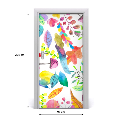 Papel de parede em porta Folhas e cogumelos