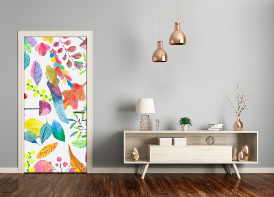 Papel de parede em porta Folhas e cogumelos