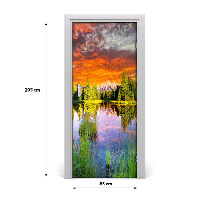 Papel de parede em porta Lago na floresta