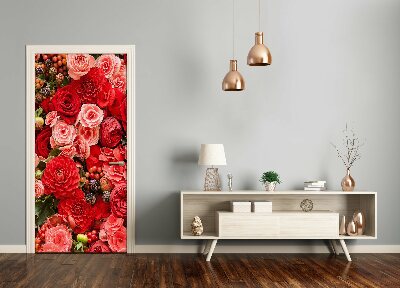 Papel de parede em porta Um buquê de flores