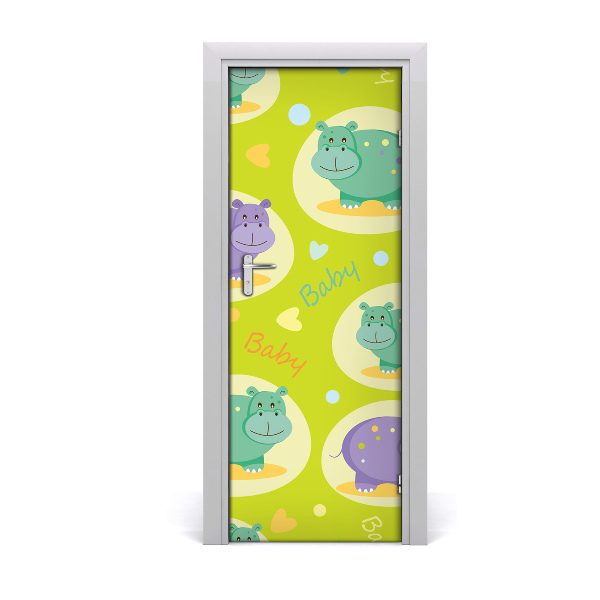 Papel de parede em porta Hipopótamos