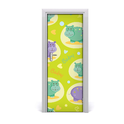 Papel de parede em porta Hipopótamos