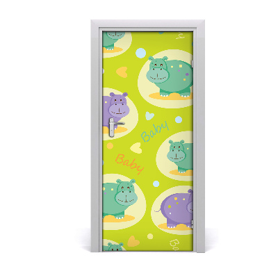 Papel de parede em porta Hipopótamos