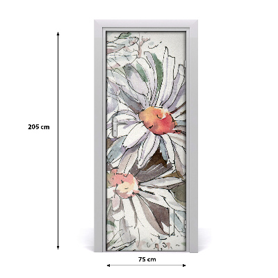 Papel de parede em porta Margaridas