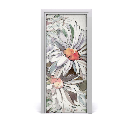 Papel de parede em porta Margaridas