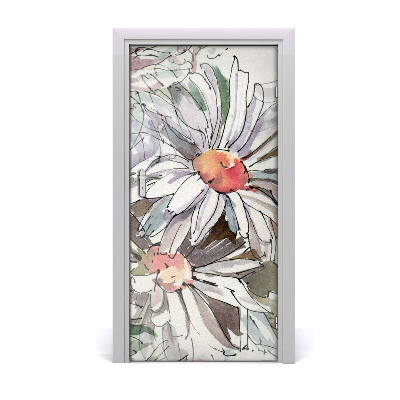 Papel de parede em porta Margaridas