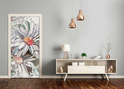 Papel de parede em porta Margaridas