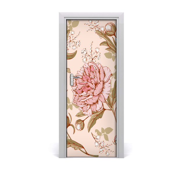 Autocolante para porta Peônias