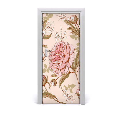 Autocolante para porta Peônias