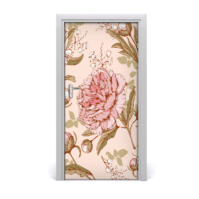 Autocolante para porta Peônias