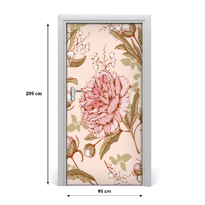 Autocolante para porta Peônias