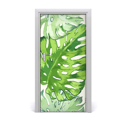 Papel de parede em porta Folhas tropicais