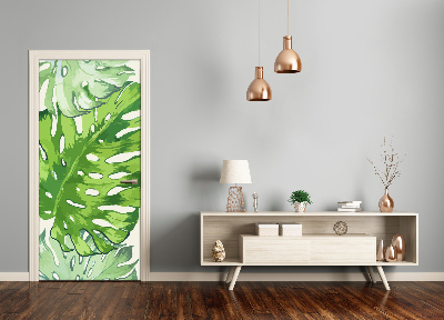 Papel de parede em porta Folhas tropicais