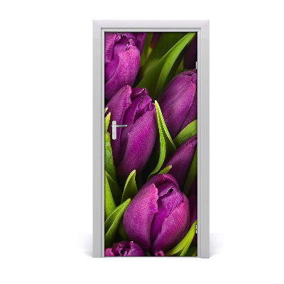 Papel de parede em porta Tulipas roxas