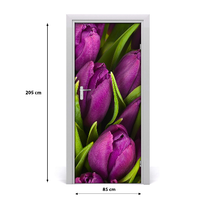 Papel de parede em porta Tulipas roxas