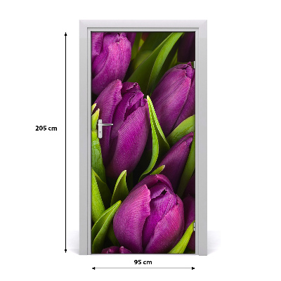Papel de parede em porta Tulipas roxas