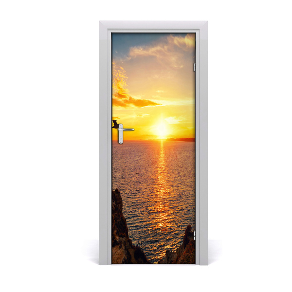 Papel de parede em porta Pôr do sol no mar