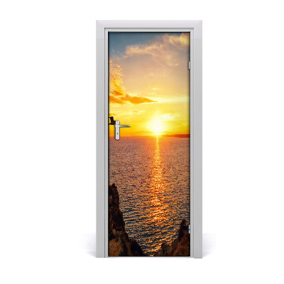 Papel de parede em porta Pôr do sol no mar