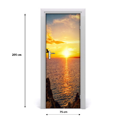 Papel de parede em porta Pôr do sol no mar