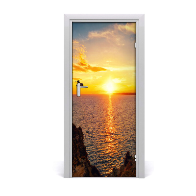 Papel de parede em porta Pôr do sol no mar
