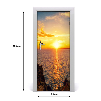 Papel de parede em porta Pôr do sol no mar