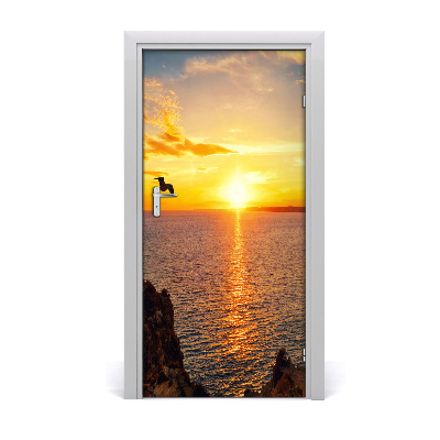 Papel de parede em porta Pôr do sol no mar
