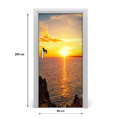 Papel de parede em porta Pôr do sol no mar