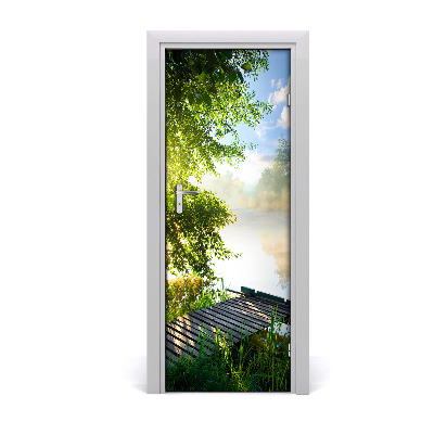 Papel de parede em porta Cais de madeira