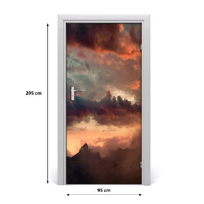Autocolante para porta Pôr do sol na montanha