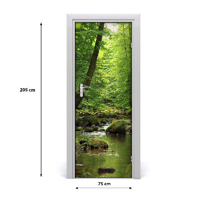 Adesivo em porta Rio na floresta