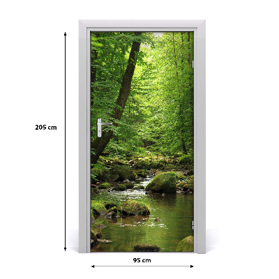 Adesivo em porta Rio na floresta