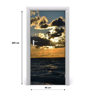 Autocolante para porta Pôr do sol no mar