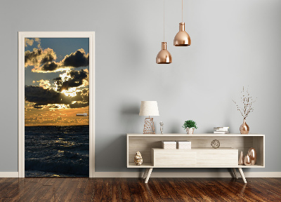 Autocolante para porta Pôr do sol no mar