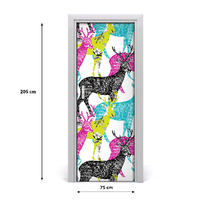 Papel de parede em porta veados coloridos