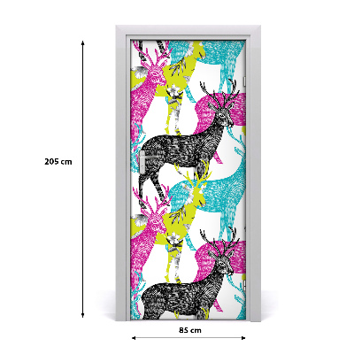 Papel de parede em porta veados coloridos