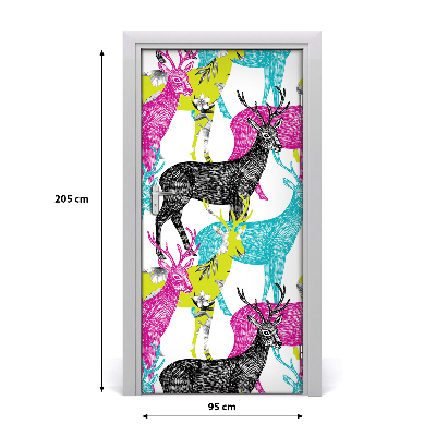 Papel de parede em porta veados coloridos