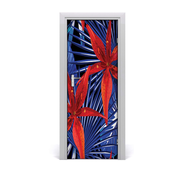 Papel de parede em porta Flores tropicais