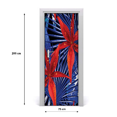 Papel de parede em porta Flores tropicais