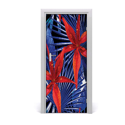 Papel de parede em porta Flores tropicais