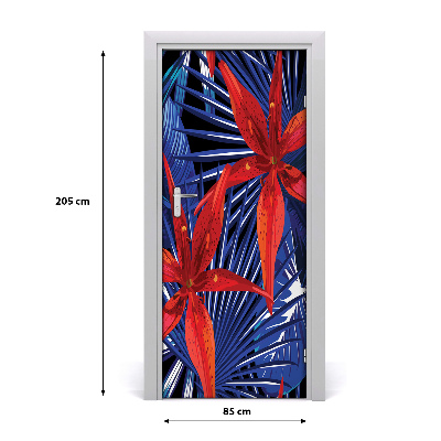 Papel de parede em porta Flores tropicais