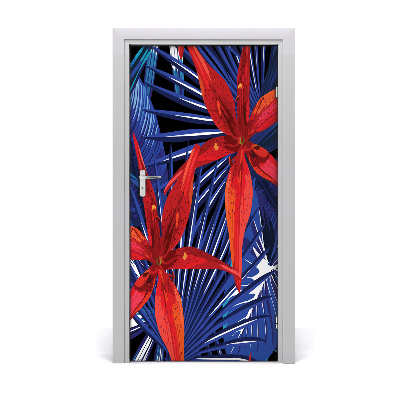 Papel de parede em porta Flores tropicais