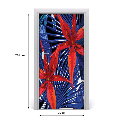 Papel de parede em porta Flores tropicais