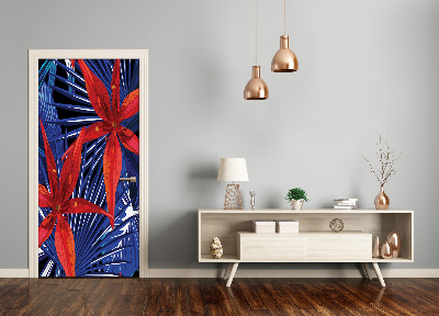 Papel de parede em porta Flores tropicais