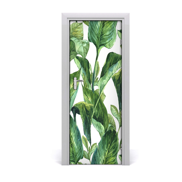 Papel de parede em porta Folhas tropicais