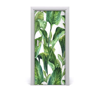 Papel de parede em porta Folhas tropicais