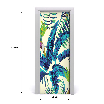 Autocolante para porta Folhas tropicais